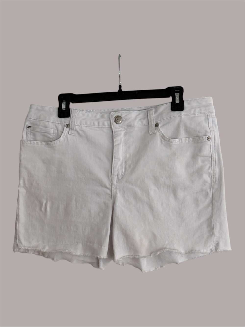 Seven7 White Denim Raw-Hem Jean Shorts